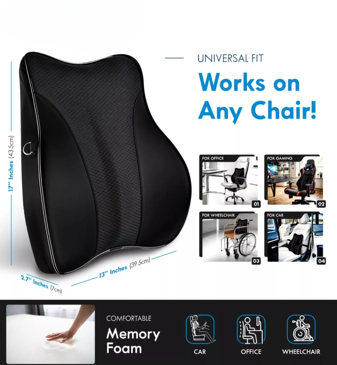 CabKit Lumbar Support Memory Foam Cushion